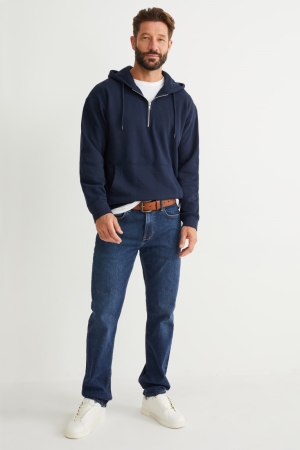 C&A Rechtdoor Organic Katoenen Jeans Heren Blauw Donkerblauw | 6301SWFIJ
