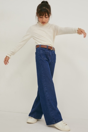 C&A Rechtdoor With Belt Jeans Meisjes Blauw | 3605HSXYM
