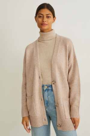 C&A Recycled Cardigan Dames Beige | 5078BPSMV