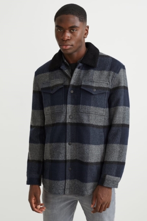 C&A Recycled Check Jassen Heren Grijs Donkerblauw | 3204ENQCK