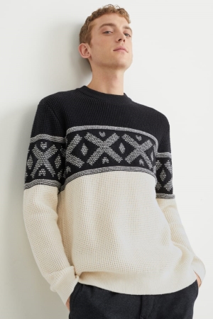C&A Recycled Jumpers Heren Zwart Wit | 0849QXCFP