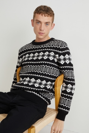 C&A Recycled Jumpers Heren Zwart Wit | 3690YJSXP