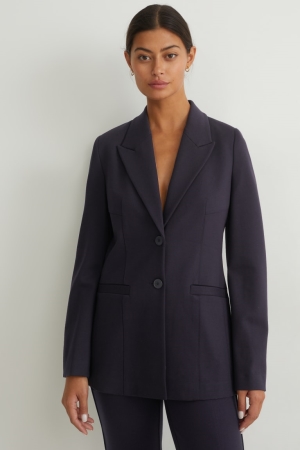 C&A Regular Fit Lenzing™ Ecovero™ Blazer Dames Donkerblauw | 3679QUILY