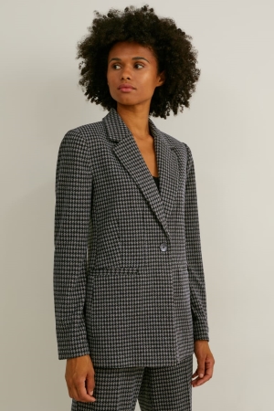 C&A Regular Fit Recycled Check Blazer Dames Zwart Grijs | 1423KJUOB