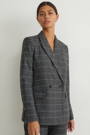 C&A Regular Fit Recycled Check Blazer Dames Grijs Beige | 2943WAOZB