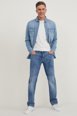 C&A Regular Lycra® Jeans Heren Blauw Donkerblauw | 7803YLQUA