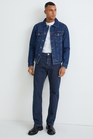C&A Regular Lycra® With Recycled Katoenen Jeans Heren Blauw Donkerblauw | 1072CQWFL