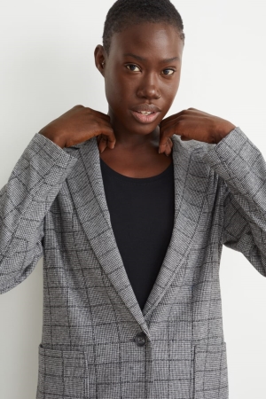 C&A Relaxed Fit Check Blazer Dames Grijs Zwart | 1036XSFTV