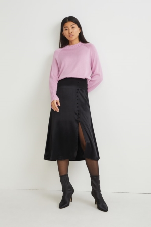 C&A Satin Rokken Dames Zwart | 6297JFNYT