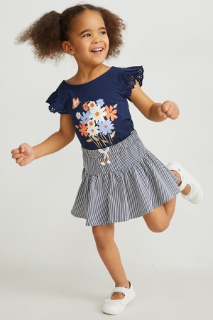 C&A Set 2 Sleeve , And Leggings 4 Piece T-shirts Meisjes Wit | 3560JHBXI