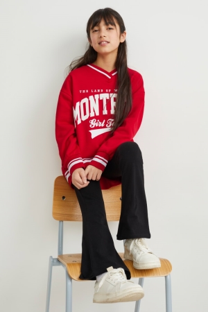 C&A Set And Leggings 2 Piece Sweatshirts Meisjes Rood | 0261QOEIU