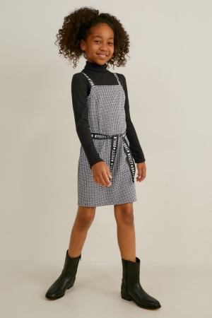 C&A Set And Polo Neck 2 Piece Jurken Meisjes Zwart Wit | 0456TEFKP