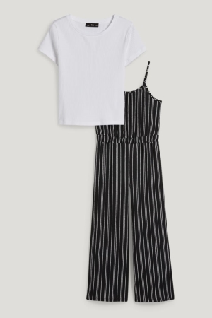 C&A Set And Sleeve 2 Piece T-shirts Meisjes Zwart Wit | 7865YLFXT
