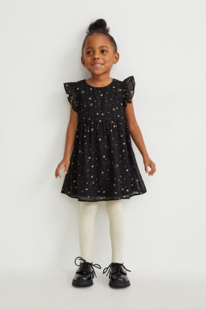 C&A Set, And Tights 3 Piece Cardigan Meisjes Zwart | 3954FEXYR