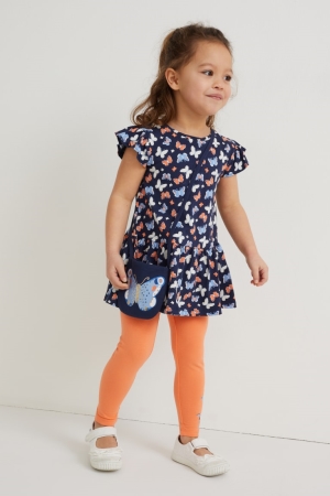 C&A Set, Leggings And Bag 3 Piece Jurken Meisjes Donkerblauw | 4613LQUOX