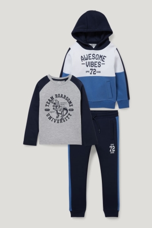 C&A Set, Long Sleeve And Joggers 3 Piece Broek Jongens Donkerblauw | 5816OKMGX