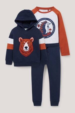 C&A Set, Long Sleeve And Joggers 3 Piece Hoodie Meisjes Donkerblauw | 8937JGRKL