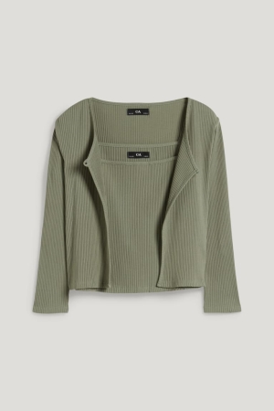 C&A Set Of T-shirts Meisjes Groen | 4276EFQGK