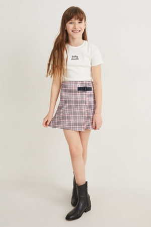 C&A Set Sleeve And 2 Piece T-shirts Meisjes Wit | 3051YTMOP
