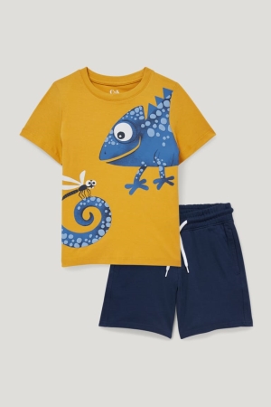C&A Set Sleeve And In-conversion Katoenen T-shirts Jongens Geel | 5239KDPOA