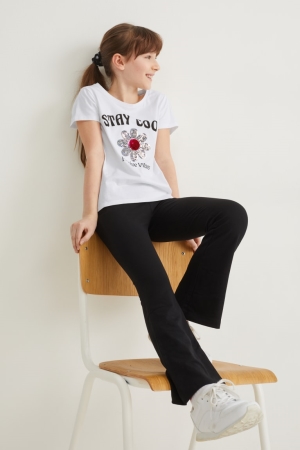 C&A Set Sleeve And Scrunchie In-conversion Katoenen T-shirts Meisjes Wit | 7045VINYU