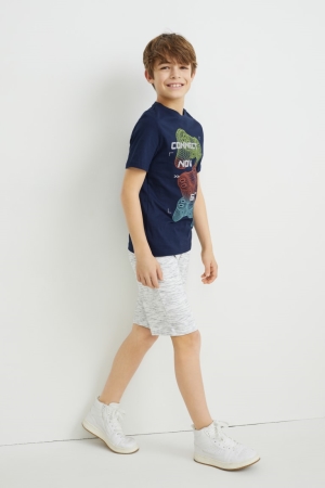 C&A Set Sleeve And Sweat T-shirts Jongens Donkerblauw | 9256WLFRP