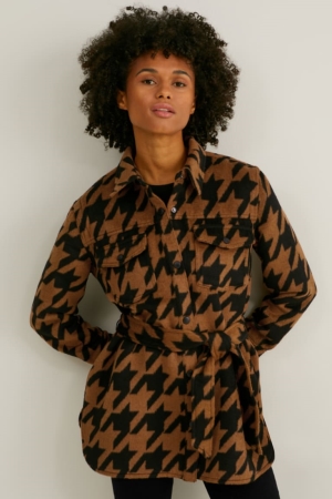 C&A Shacket Check Blazer Dames Bruin | 8520CQMNA