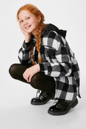 C&A Shacket Check Jassen Meisjes Wit | 4173OAIEC