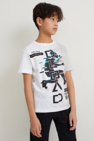 C&A Sleeve Augmented Reality Motif T-shirts Jongens Wit | 1694FIKSN