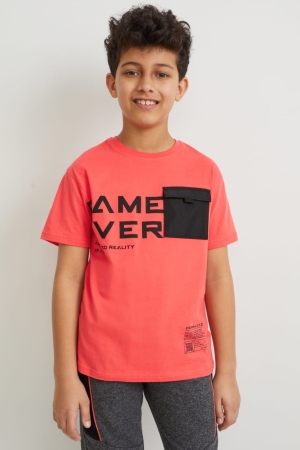 C&A Sleeve Augmented Reality Motif T-shirts Jongens Rood | 6895SRMAZ