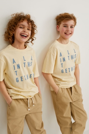 C&A Sleeve Genderneutral T-shirts Jongens Lichtgeel | 2035SOGHK