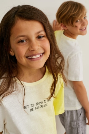 C&A Sleeve Genderneutral T-shirts Meisjes Geel | 9042UKBOR