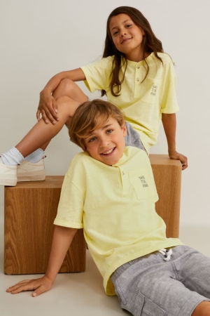 C&A Sleeve Genderneutral T-shirts Meisjes Lichtgeel | 9763NPRAG