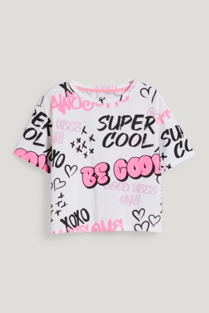 C&A Sleeve In-conversion Katoenen T-shirts Meisjes Wit | 1864NXWAC