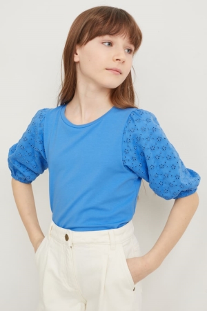 C&A Sleeve T-shirts Meisjes Blauw | 4078BFHAE