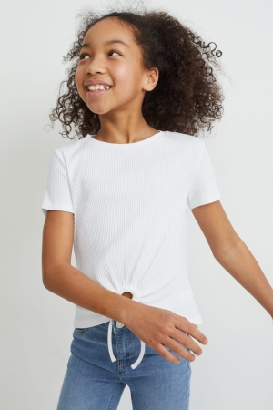 C&A Sleeve T-shirts Meisjes Wit | 0253QCRVF