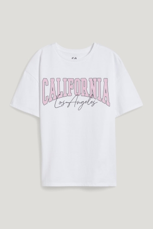 C&A Sleeve T-shirts Meisjes Wit | 9328VCQLE