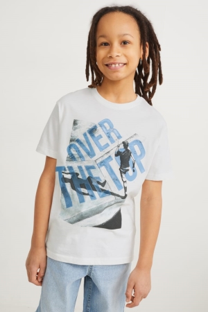C&A Sleeve With In-conversion Katoenen T-shirts Jongens Wit | 0159FOEVK