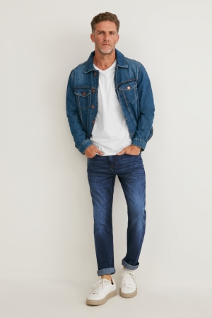 C&A Slim Coolmax® Ecomade Lycra® Jeans Heren Blauw Donkerblauw | 3256MKLVT