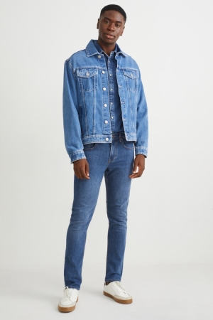 C&A Slim Lycra® With Recycled Polyester Jeans Heren Blauw | 5142TKJMS