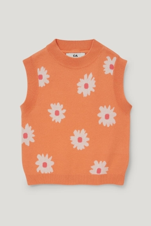 C&A Slipover Floral Hoodie Meisjes Oranje | 9012XHOYS
