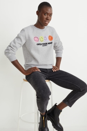 C&A Smileyworld® Sweatshirts Dames Lichtgrijs | 6701YKPQS