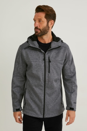 C&A Softshell With Hood Jassen Heren Grijs | 8496YCASL