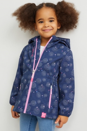 C&A Softshell With Hood Patterned Jassen Meisjes Donkerblauw | 1245YQKHL