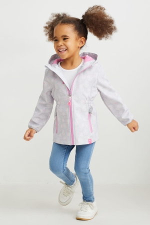C&A Softshell With Hood Patterned Jassen Meisjes Lichtgrijs | 1864RAYSD