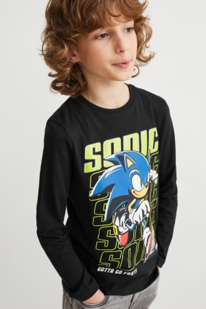 C&A Sonic Long Sleeve Topjes Jongens Zwart | 5918IQWKA