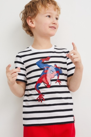 C&A Spider-man Sleeve Gestreept T-shirts Jongens Wit | 5381MWSDE