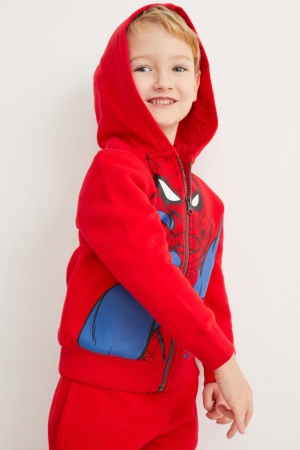 C&A Spider-man Zip-through With Hood Sweatshirts Meisjes Rood | 2065BKMZD