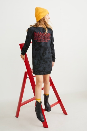 C&A Stranger Things Jurken Meisjes Zwart | 1528VUGDM