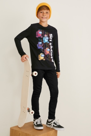 C&A Super Mager Organic Katoenen Jeans Jongens Zwart | 0634UVTSY